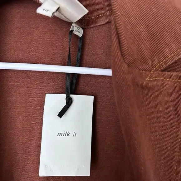 Free People Territory Denim Jacket Lace-Up Women's 10 Brown Western Milk It NEW - Picture 6 of 8